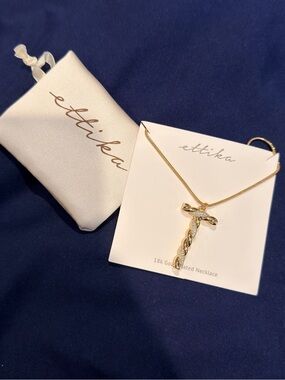 ettika Gold Twisted Cross Pendant Necklace with Sparkling Accents